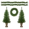 Northlight 5-Piece Pre-Lit Artificial Wolcott Spruce Christmas Entryway Set Green 2 Northlight 5-Piece Pre-Lit Artificial Wolcott Spruce Christmas Entryway Set Green -Northlight Shop 380292167338656