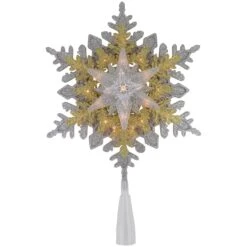 Northlight 13.75" Lighted Gold And Silver Snowflake Christmas Tree Topper, Clear Lights 17 Northlight 13.75" Lighted Gold And Silver Snowflake Christmas Tree Topper, Clear Lights -Northlight Shop 380292470137504 2