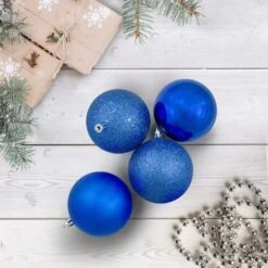 Northlight Shatterproof 4-Finish Christmas Ball Ornaments - 3.25" (80mm) - Lavish Blue - 32ct 9 Northlight Shatterproof 4-Finish Christmas Ball Ornaments - 3.25" (80mm) - Lavish Blue - 32ct -Northlight Shop 380293128512160