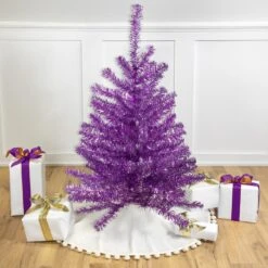 Northlight 3' Metallic Purple Tinsel Artificial Christmas Tree - Unlit