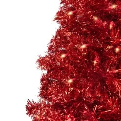 Northlight Pre-Lit Artificial Tinsel Christmas Tree - 7' - Red - Clear Lights 13 Northlight Pre-Lit Artificial Tinsel Christmas Tree - 7' - Red - Clear Lights -Northlight Shop 395976351726928