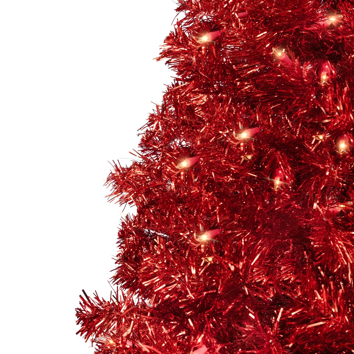 Northlight Pre-Lit Artificial Tinsel Christmas Tree - 7' - Red - Clear Lights 6 Northlight Pre-Lit Artificial Tinsel Christmas Tree - 7' - Red - Clear Lights - Image 4