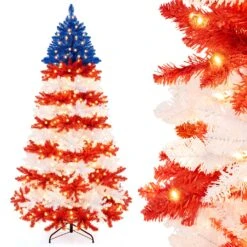 Costway 7.5 FT Patriotic Pre-Lit Artificial Christmas Tree With 1341 Branch Tips 480 Lights 33 Costway 7.5 FT Patriotic Pre-Lit Artificial Christmas Tree With 1341 Branch Tips 480 Lights -Northlight Shop 400461114930608 2