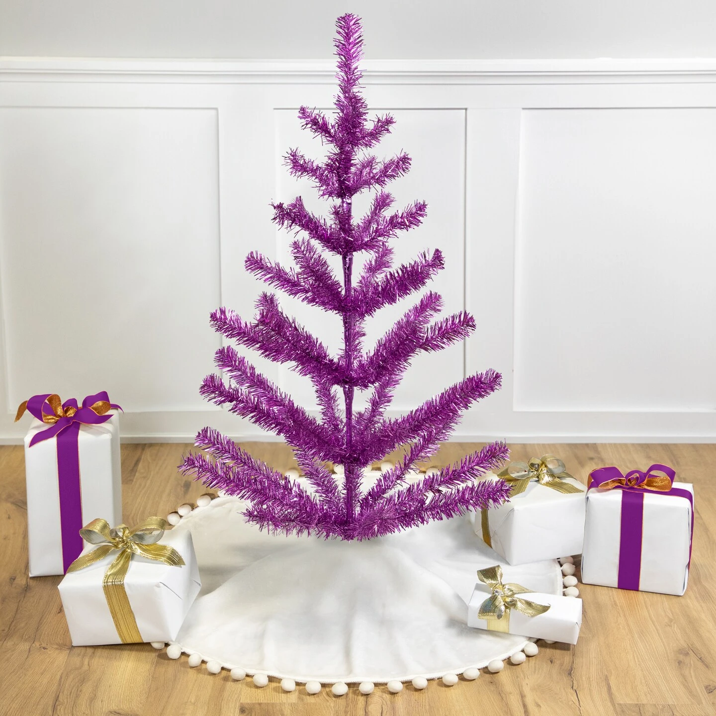 Northlight Medium Tinsel Twig Artificial Christmas Tree -3' - Purple - Unlit 4 Northlight Medium Tinsel Twig Artificial Christmas Tree -3' - Purple - Unlit - Image 2