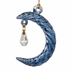 Small Crescent Moon Glass Ornament - Blue 20 Small Crescent Moon Glass Ornament - Blue -Northlight Shop 405292549309296