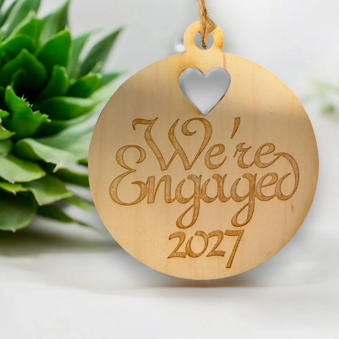 Ornament - We're Engaged 2027 - Raw Wood 3x3in 11 Ornament - We're Engaged 2027 - Raw Wood 3x3in - Image 9