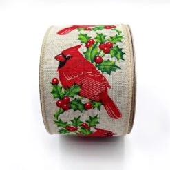 Designer’s Shop WR 63-5204 Holiday Red Cardinals With Holly And Red Berries Wired Edge Ribbon 2.5” X 10 Yard 27 Designer’s Shop WR 63-5204 Holiday Red Cardinals With Holly And Red Berries Wired Edge Ribbon 2.5” X 10 Yard -Northlight Shop 410902950713776 1