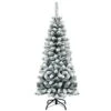 4.5 Feet Unlit Hinged Snow Flocked Artificial Pencil Christmas Tree With 242 Branch