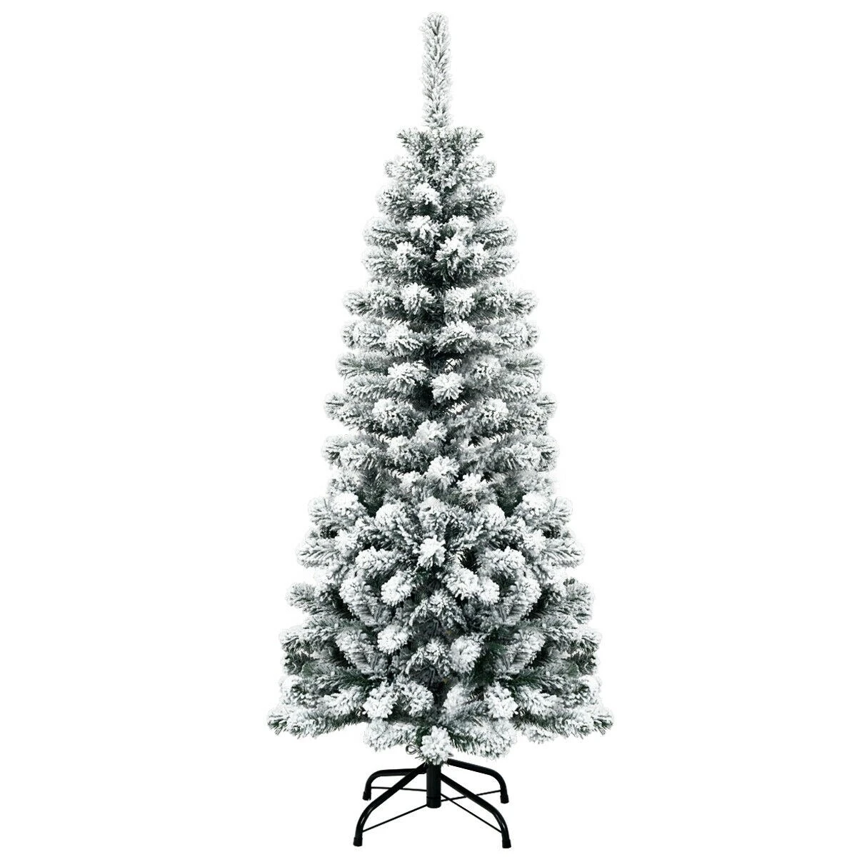 4.5 Feet Unlit Hinged Snow Flocked Artificial Pencil Christmas Tree With 242 Branch 15 4.5 Feet Unlit Hinged Snow Flocked Artificial Pencil Christmas Tree With 242 Branch - Image 13