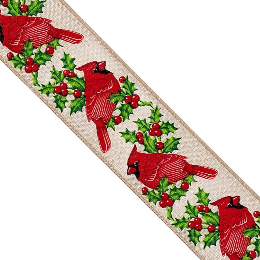Designer’s Shop WR 63-5204 Holiday Red Cardinals With Holly And Red Berries Wired Edge Ribbon 2.5” X 10 Yard 17 Designer’s Shop WR 63-5204 Holiday Red Cardinals With Holly And Red Berries Wired Edge Ribbon 2.5” X 10 Yard - Image 15