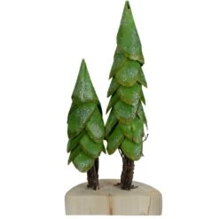 Northlight Christmas Trees On A Wooden Base Decoration - 9" - Brown And Green -Northlight Shop 424870949045472