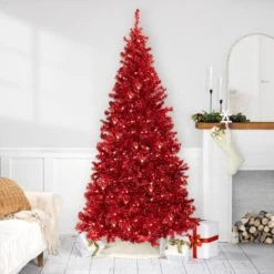 Northlight Pre-Lit Artificial Tinsel Christmas Tree - 7' - Red - Clear Lights 17 Northlight Pre-Lit Artificial Tinsel Christmas Tree - 7' - Red - Clear Lights -Northlight Shop 425203604176208 2
