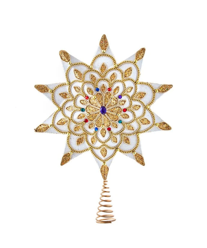 Kurt Adler White And Gold Jeweled Star Treetop - 16 Inch 16 Kurt Adler White And Gold Jeweled Star Treetop - 16 Inch - Image 14