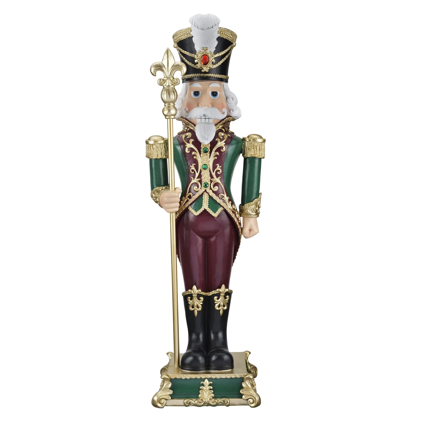 Haute Decor 35 Inch Tall Solid Resin Decorative Holiday Nutcracker With Fleur De Lis 7 Haute Decor 35 Inch Tall Solid Resin Decorative Holiday Nutcracker With Fleur De Lis - Image 5