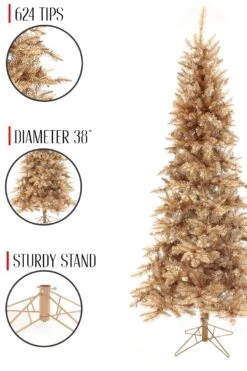 Champagne Gold Slim Christmas Tree With Metal Stand 13 Champagne Gold Slim Christmas Tree With Metal Stand -Northlight Shop 438823852727632