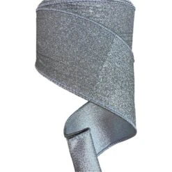 2.5" Glitter Ribbon: Silver (10 Yards) -Northlight Shop 442987111270320 1