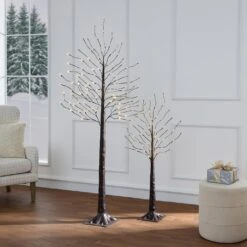 4ft, 6ft & 8ft Lighted Birch Tree Set, 3 Pack LED Trees With Remote, Color Options & Outdoor Brown 31 4ft, 6ft & 8ft Lighted Birch Tree Set, 3 Pack LED Trees With Remote, Color Options & Outdoor Brown -Northlight Shop 444061355854768 1