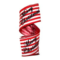 4" Merry Christmas Embroidered Striped Ribbon: Red & White (5 Yards) 11 4" Merry Christmas Embroidered Striped Ribbon: Red & White (5 Yards) -Northlight Shop 445157994555312 1