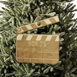 Worlds Most Awesome Film Producer - Ornament Raw Wood -Northlight Shop 453925262721120 2