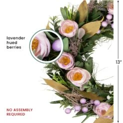 Northlight Artificial Mixed Floral And Greenery Spring Wreath - 13" - Purple -Northlight Shop 457122427058992
