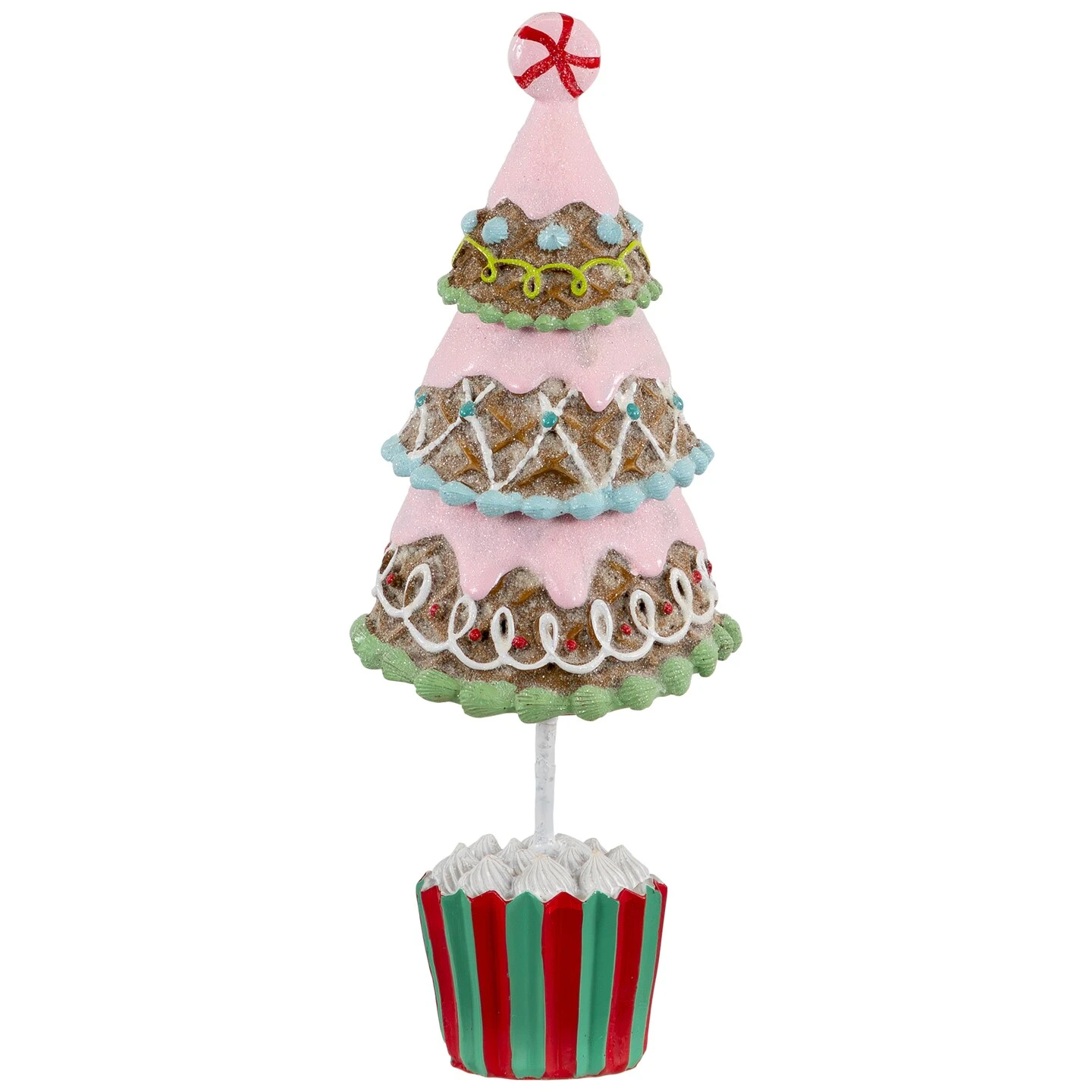 Northlight Frosted Waffle Cone Christmas Cupcake Tree - 10.25" Pink 3 Northlight Frosted Waffle Cone Christmas Cupcake Tree - 10.25" Pink