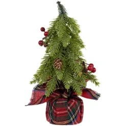 Northlight Mini Downswept Pine Artificial Christmas Trees With Pine Cones - 9" - Set Of 3 Green -Northlight Shop 4611702962056758752
