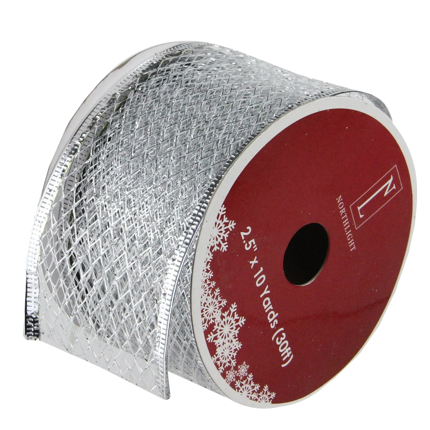 Northlight Pack Of 12 Glittering Silver Metallic Lattice Christmas Wired Craft Ribbons - 2.5" X 120 Yards 7 Northlight Pack Of 12 Glittering Silver Metallic Lattice Christmas Wired Craft Ribbons - 2.5" X 120 Yards - Image 5