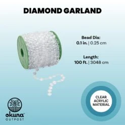 10mm Crystal Chandelier Beads, Clear Garland String For Christmas Tree (100 Ft) 12 10mm Crystal Chandelier Beads, Clear Garland String For Christmas Tree (100 Ft) -Northlight Shop 4611720281431556208