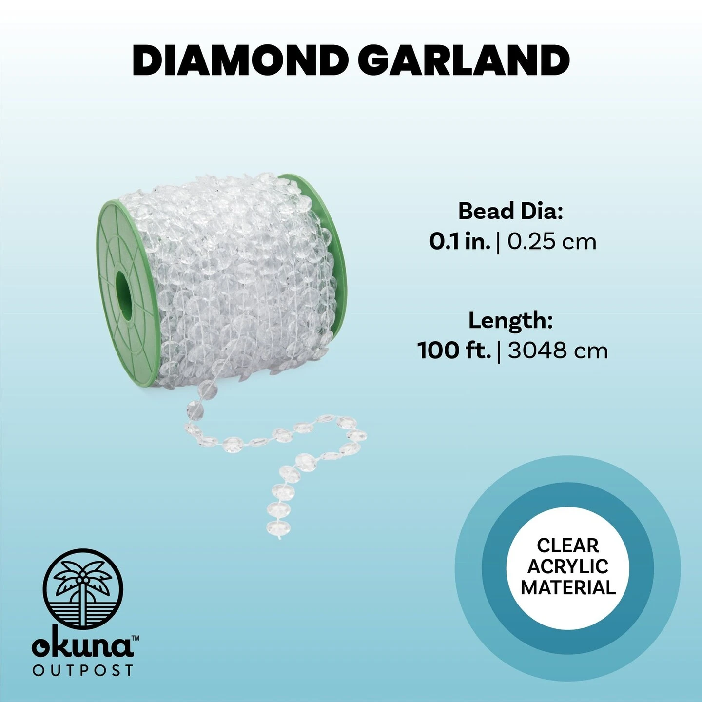 10mm Crystal Chandelier Beads, Clear Garland String For Christmas Tree (100 Ft) 5 10mm Crystal Chandelier Beads, Clear Garland String For Christmas Tree (100 Ft) - Image 3