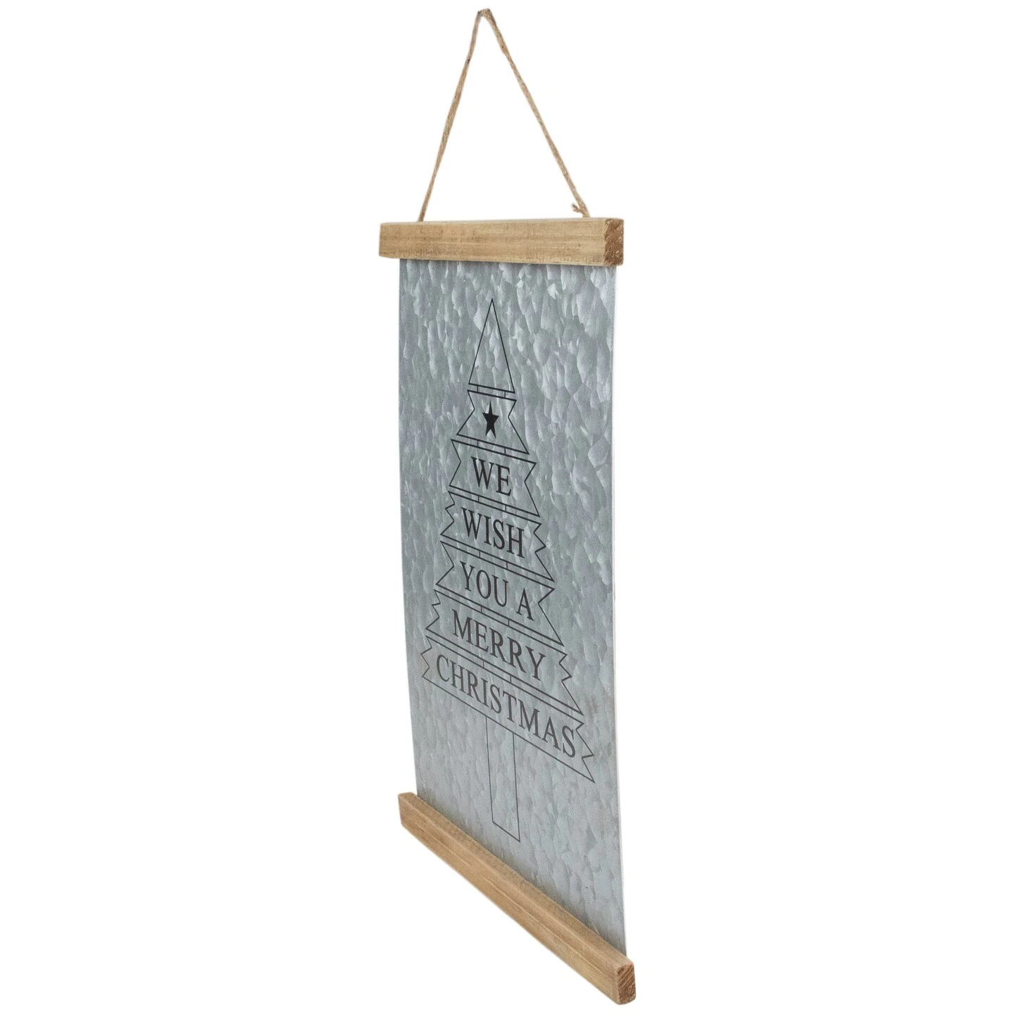 Northlight 16" We Wish You A Merry Christmas Galvanized Sheet Metal Hanging Wall Sign Silver 9 Northlight 16" We Wish You A Merry Christmas Galvanized Sheet Metal Hanging Wall Sign Silver - Image 7