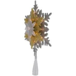 Northlight 13.75" Lighted Gold And Silver Snowflake Christmas Tree Topper, Clear Lights 14 Northlight 13.75" Lighted Gold And Silver Snowflake Christmas Tree Topper, Clear Lights -Northlight Shop 4611742232775574752