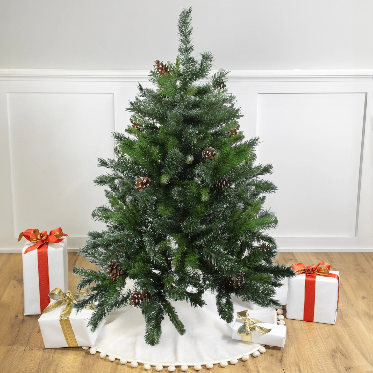 Northlight Full Snowy Delta Pine With Pine Cones Artificial Christmas Tree - 4' - Unlit Green 4 Northlight Full Snowy Delta Pine With Pine Cones Artificial Christmas Tree - 4' - Unlit Green - Image 2
