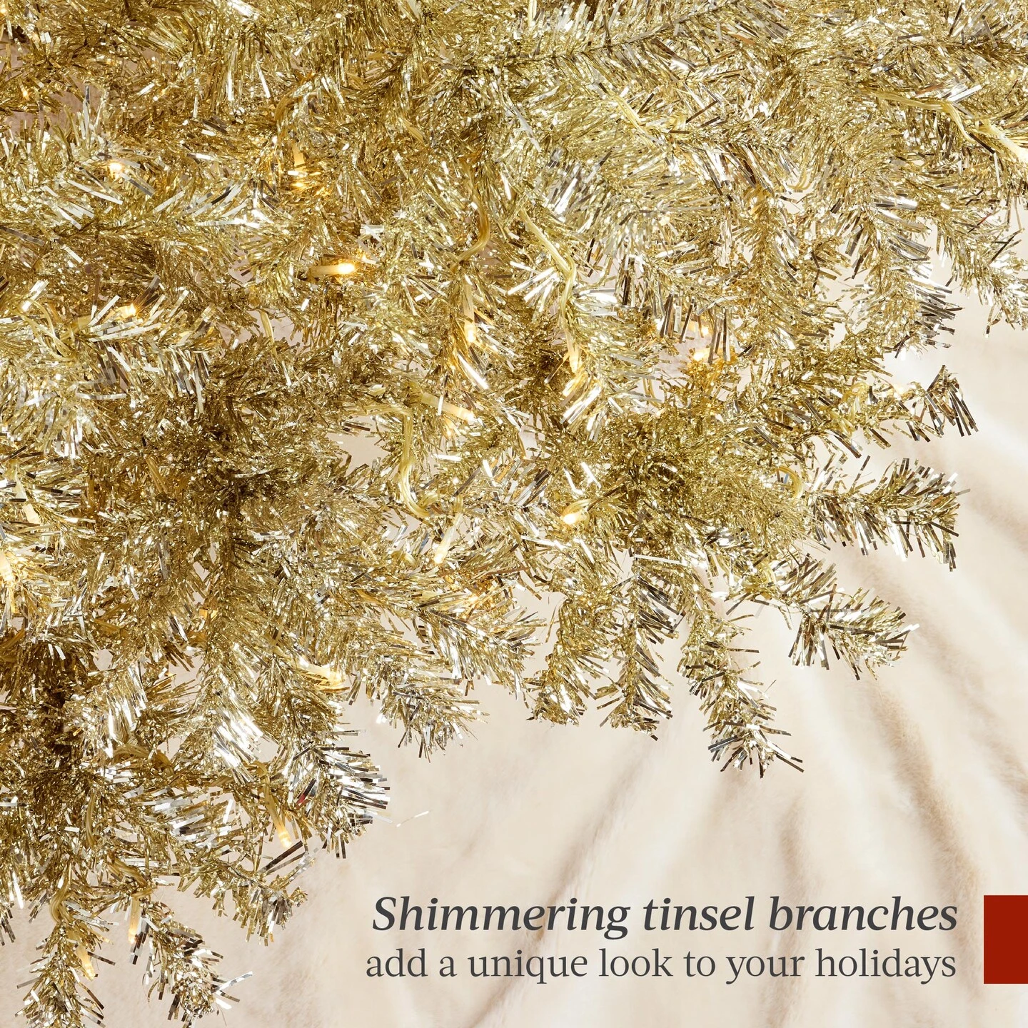 Best Choice Products Artificial Tinsel Christmas Tree - Champagne Gold 14 Best Choice Products Artificial Tinsel Christmas Tree - Champagne Gold - Image 12
