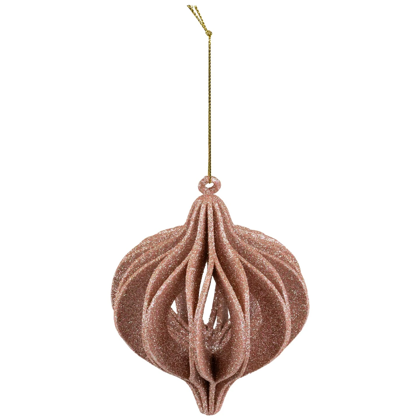 Northlight Champagne Pink Open Cut Glitter Onion Shatterproof Christmas Ornament 5" (127mm) Gold 6 Northlight Champagne Pink Open Cut Glitter Onion Shatterproof Christmas Ornament 5" (127mm) Gold - Image 4
