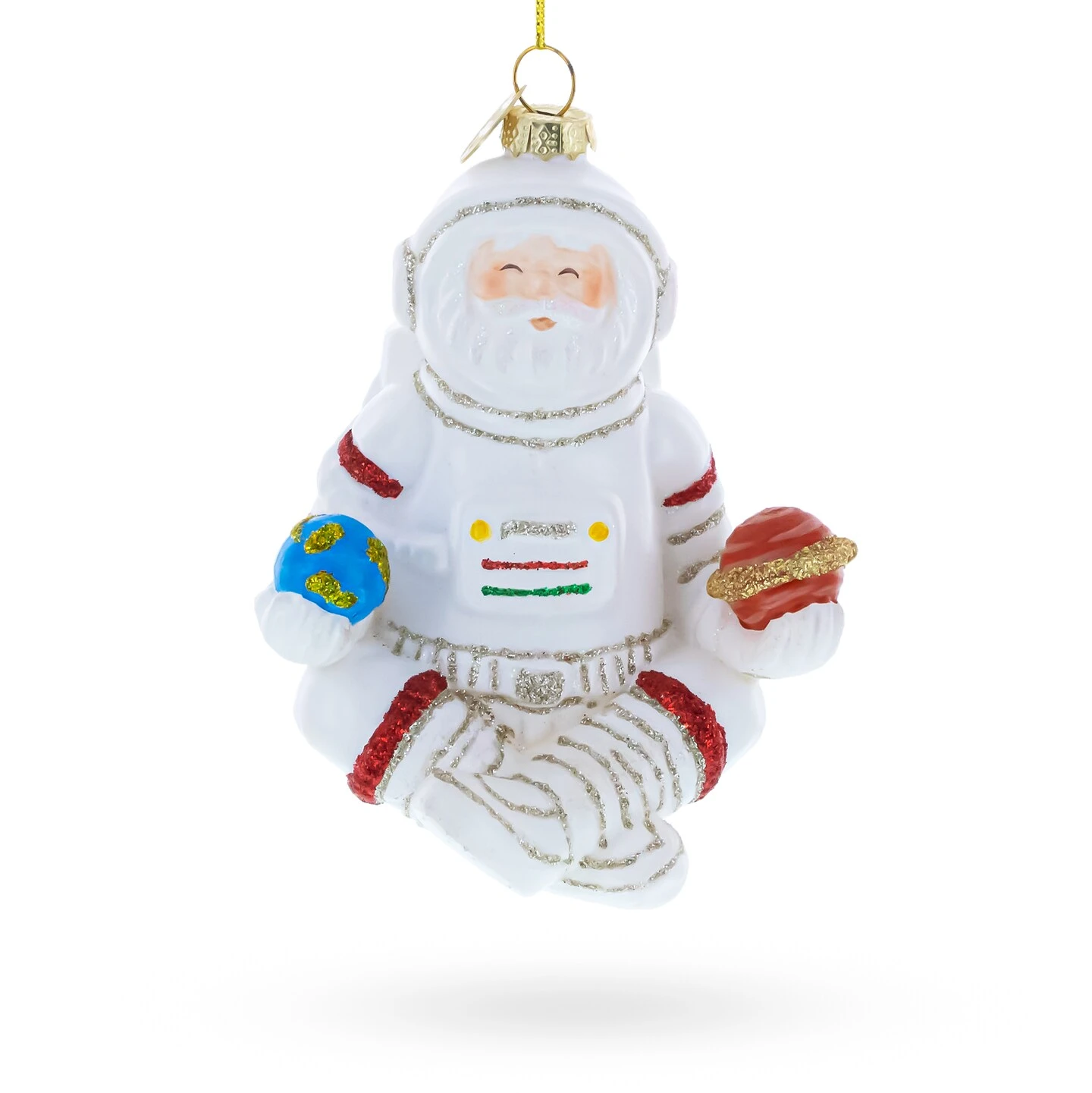 Santa Astronaut Glass Christmas Ornament 4 Santa Astronaut Glass Christmas Ornament - Image 2