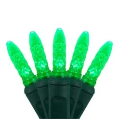 70 Green M5 LED Lights, Green Wire, 4" Spacing