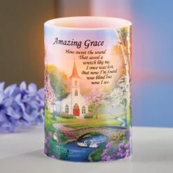 Collections Etc Amazing Grace LED Flameless Candle 6"H -Northlight Shop 4611800268024679856 2