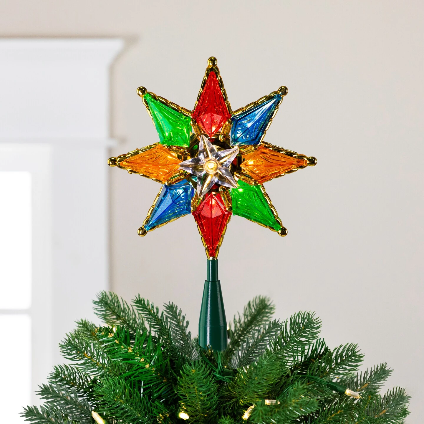 Northlight Lighted 8-Point Star Christmas Tree Topper - 11" - Multi-Color - Clear Lights 3 Northlight Lighted 8-Point Star Christmas Tree Topper - 11" - Multi-Color - Clear Lights