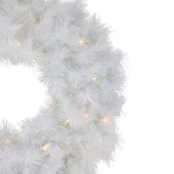 Northlight Pre-Lit White Alaskan Pine Artificial Christmas Wreath - 24" - Warm White LED Lights -Northlight Shop 4611832246465086688