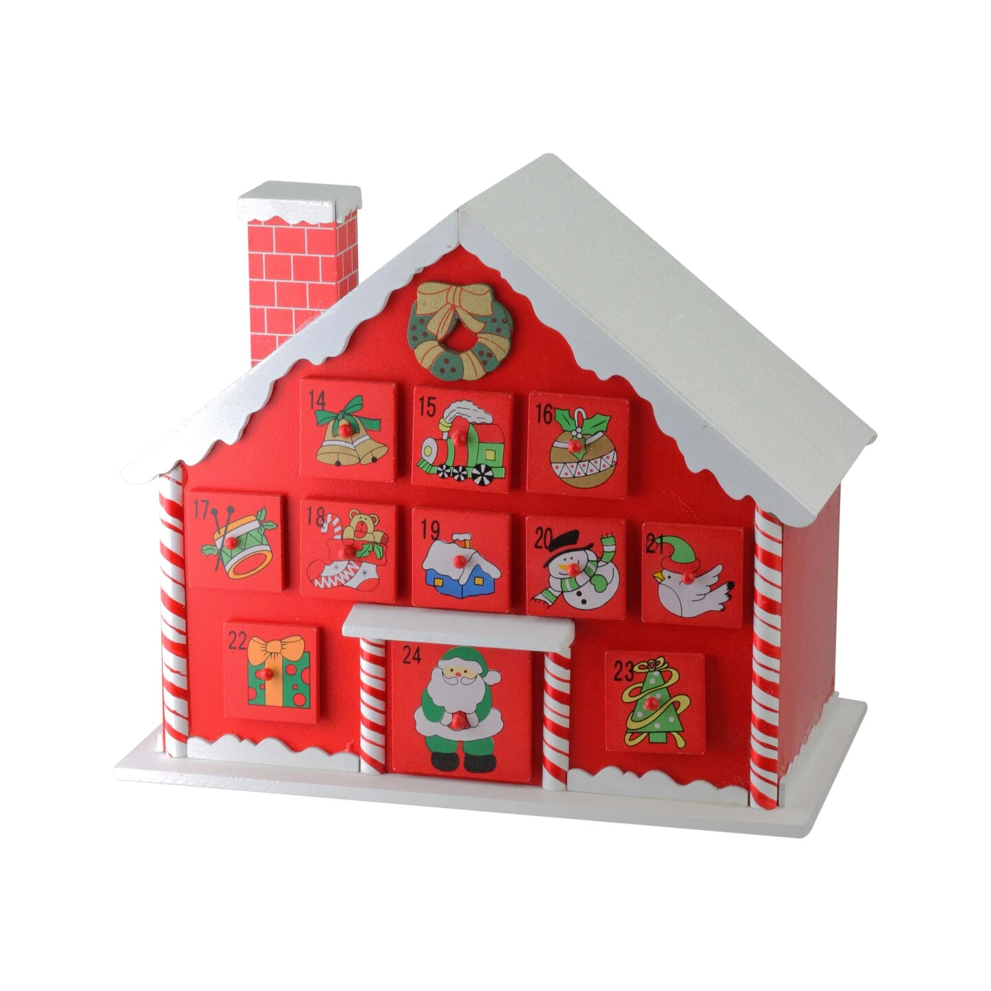 Northlight 10.25" Red And White Advent House With Chimney Storage Box 5 Northlight 10.25" Red And White Advent House With Chimney Storage Box - Image 3