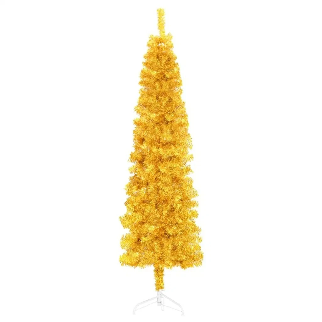 VIDAXL 5ft Slim Half Christmas Tree With Gold Stand 9 VIDAXL 5ft Slim Half Christmas Tree With Gold Stand - Image 7