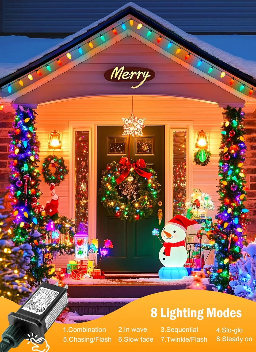 C9 Christmas Lights Outdoor Waterproof, 81 Feet 100 LED C9 String Lights With Timer & 8 Light Mode, Connectable Christmas Tree Lights For Indoor Outside Roofline Patio Decorations, Multicolor 11 C9 Christmas Lights Outdoor Waterproof, 81 Feet 100 LED C9 String Lights With Timer & 8 Light Mode, Connectable Christmas Tree Lights For Indoor Outside Roofline Patio Decorations, Multicolor - Image 9