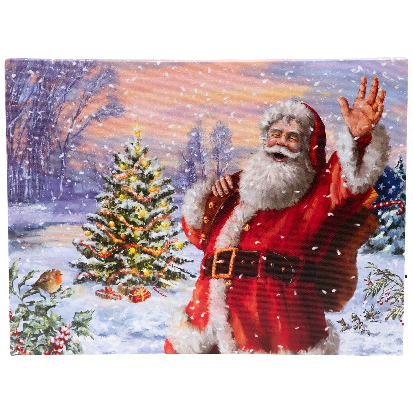 Northlight Lighted Santa With Christmas Tree Canvas Wall Art - 11.75" X 15.75" Red 6 Northlight Lighted Santa With Christmas Tree Canvas Wall Art - 11.75" X 15.75" Red - Image 4