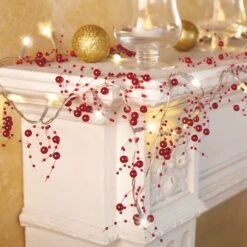 Collections Etc Lighted Berry-Beaded Holiday Garland 15 Collections Etc Lighted Berry-Beaded Holiday Garland -Northlight Shop 4611853525863809968 1