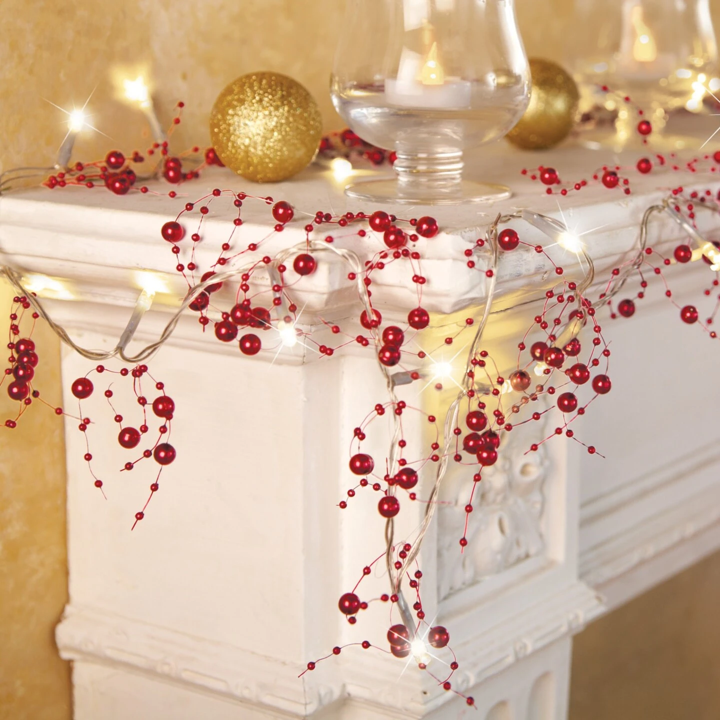 Collections Etc Lighted Berry-Beaded Holiday Garland 3 Collections Etc Lighted Berry-Beaded Holiday Garland