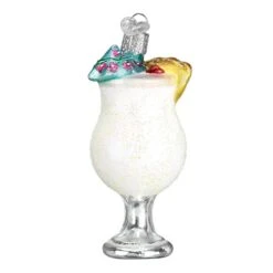 Old World Christmas 4.0 Inch Piña Colada Tree Ornament , Ornament Rum Pinnapple White