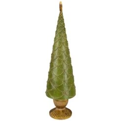 Northlight Christmas Tree Cone On Pedestal With Star Topper Decoration - 23" - Green -Northlight Shop 4611899885661275360