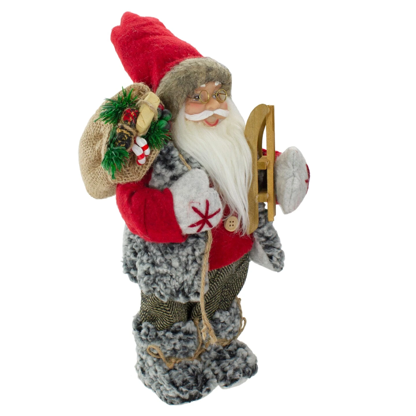 Northlight Santa Claus With Presents And Sled Standing Christmas Figure - 12" Red 6 Northlight Santa Claus With Presents And Sled Standing Christmas Figure - 12" Red - Image 4