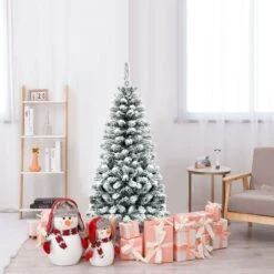 4.5 Feet Unlit Hinged Snow Flocked Artificial Pencil Christmas Tree With 242 Branch 33 4.5 Feet Unlit Hinged Snow Flocked Artificial Pencil Christmas Tree With 242 Branch -Northlight Shop 4611901864079390560 2