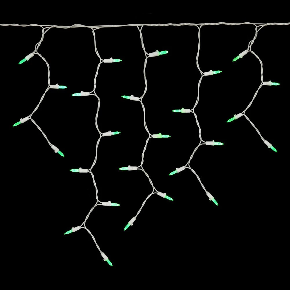 70 Green LED Lights / White Wire 9Ft. Icicle Christmas Light Set 5 70 Green LED Lights / White Wire 9Ft. Icicle Christmas Light Set - Image 3